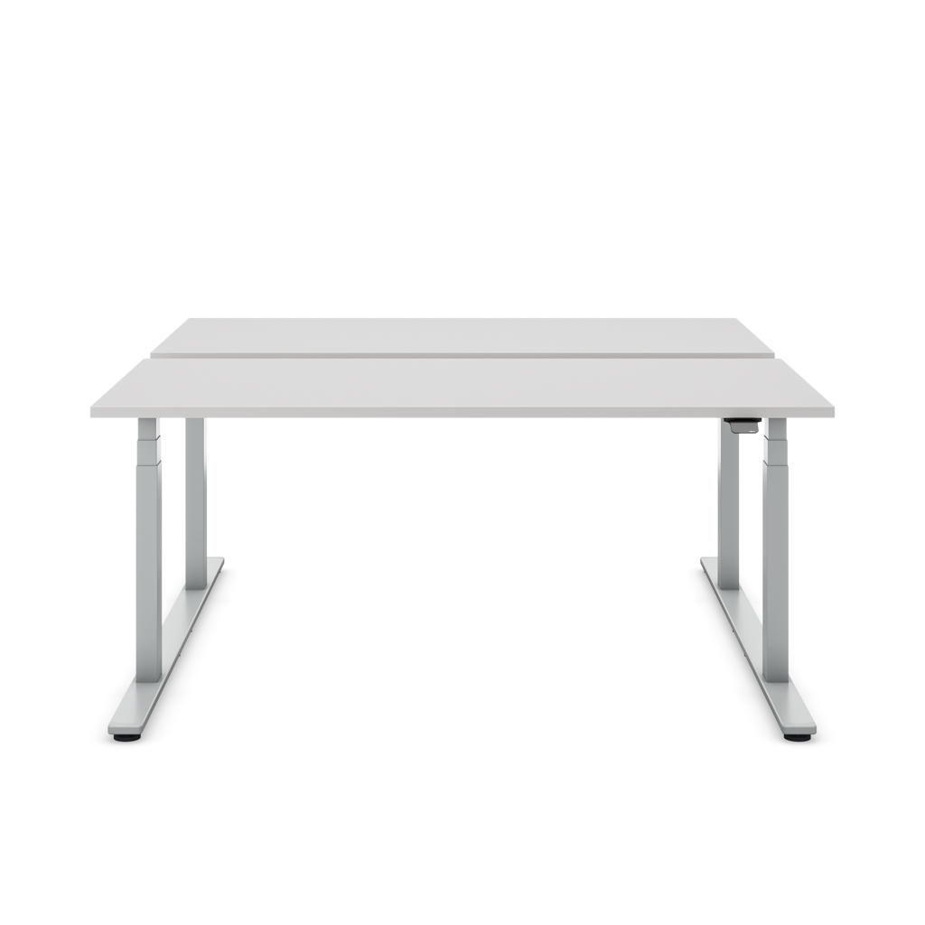 Höhenverstellbarer Team-Schreibtisch Masterlift® Flex Light, Lichtgrau/Silber 160x80