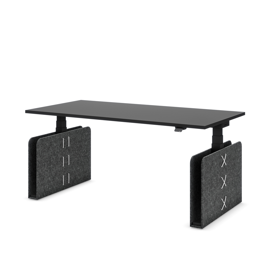 Höhenverstellbarer Schreibtisch Masterlift® Flex Akustix®-Edition, Rechteck Dunkelgrau, Schwarz Dekor/Schwarz 120x80