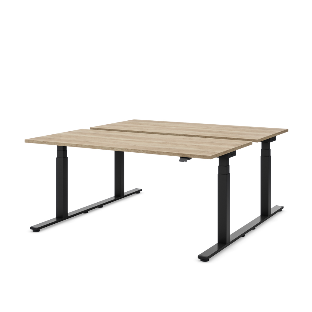 Höhenverstellbarer Team-Schreibtisch Masterlift® Flex Basic, Eiche Dekor/Schwarz 160x80