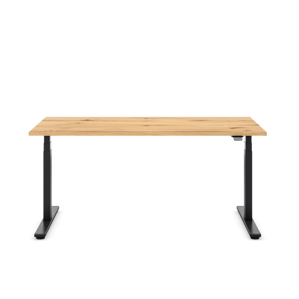 Höhenverstellbarer Schreibtisch Masterlift® Flex Light, Eiche Massivholz/Schwarz 160x80