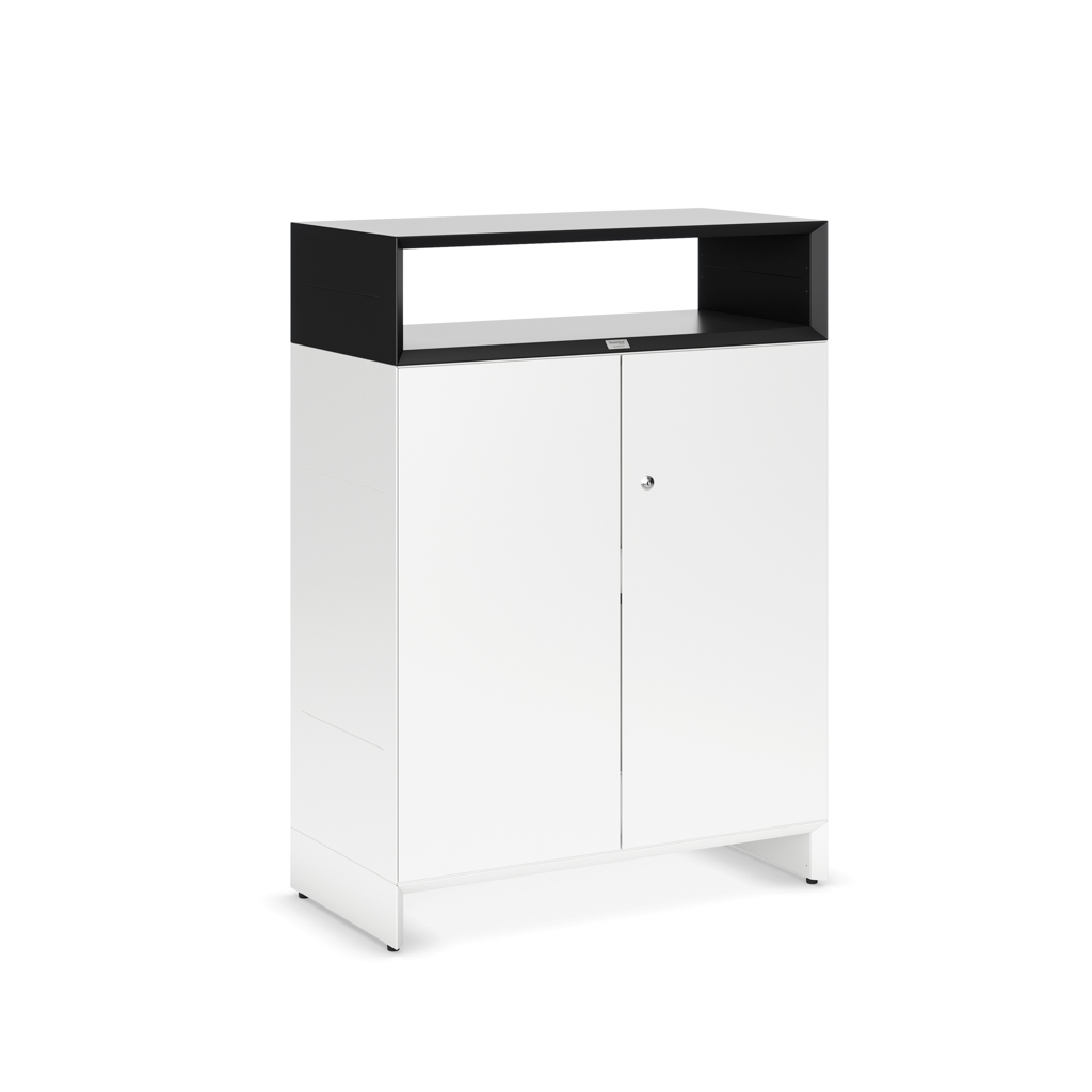 Sideboard Masterbox® B 80 x H 110 cm 2 OH, Weiss/Schwarz