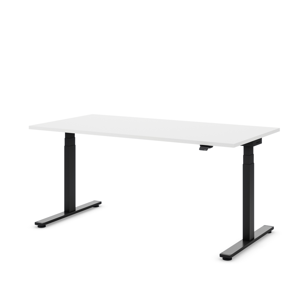 Höhenverstellbarer Schreibtisch Masterlift® Flex Light, Weiss Dekor/Schwarz 160x80