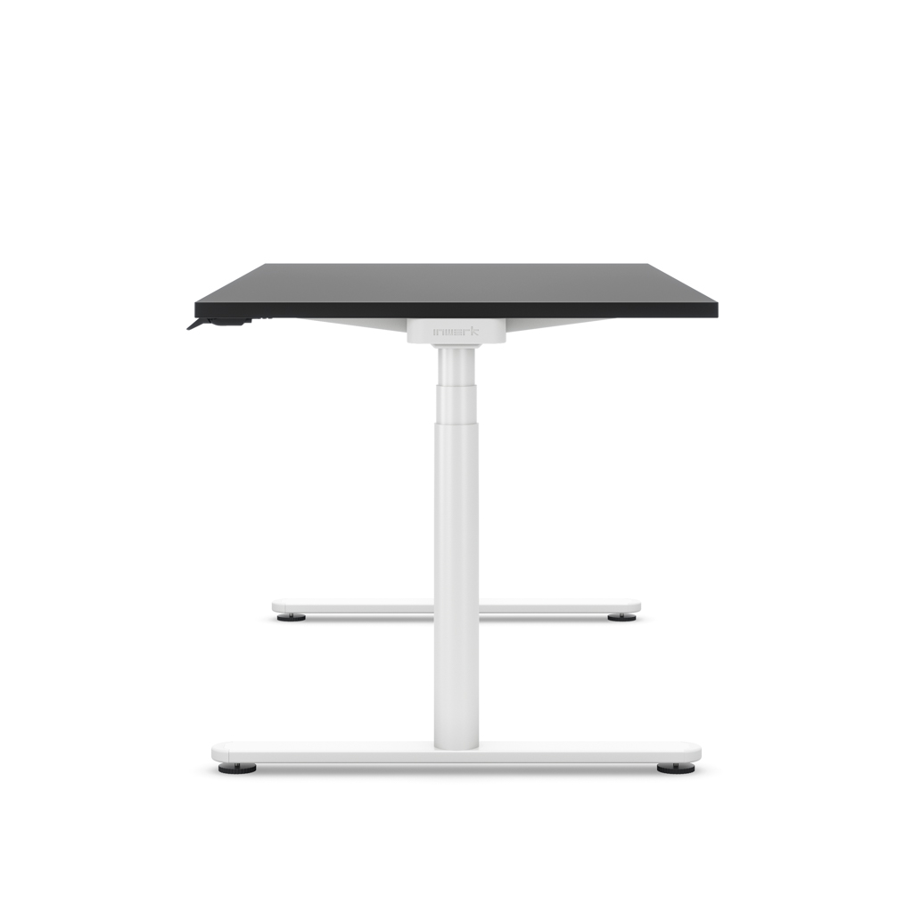 Höhenverstellbarer Schreibtisch Masterlift® Flex Basic rund, Schwarz/Weiss 200x80
