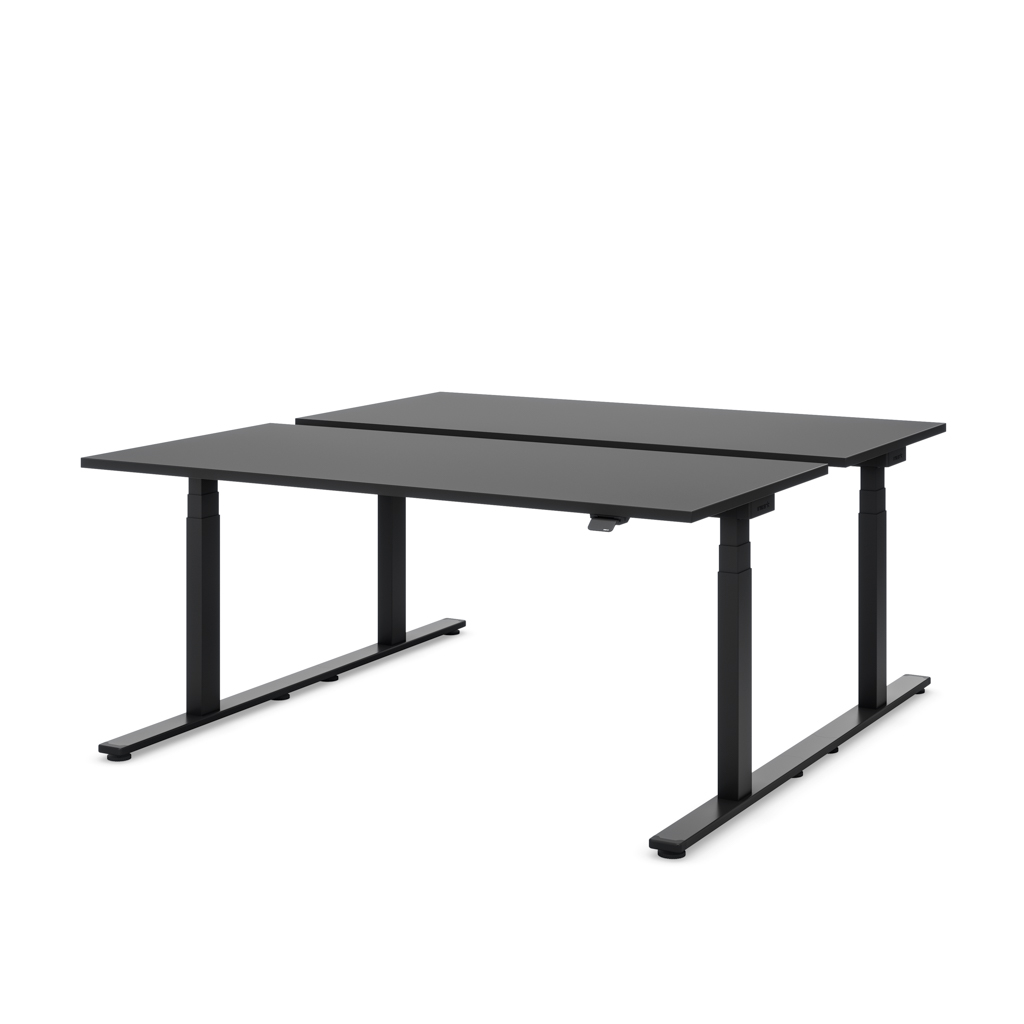 Höhenverstellbarer Team-Schreibtisch Masterlift® Flex Light, Schwarz/Schwarz 180x80