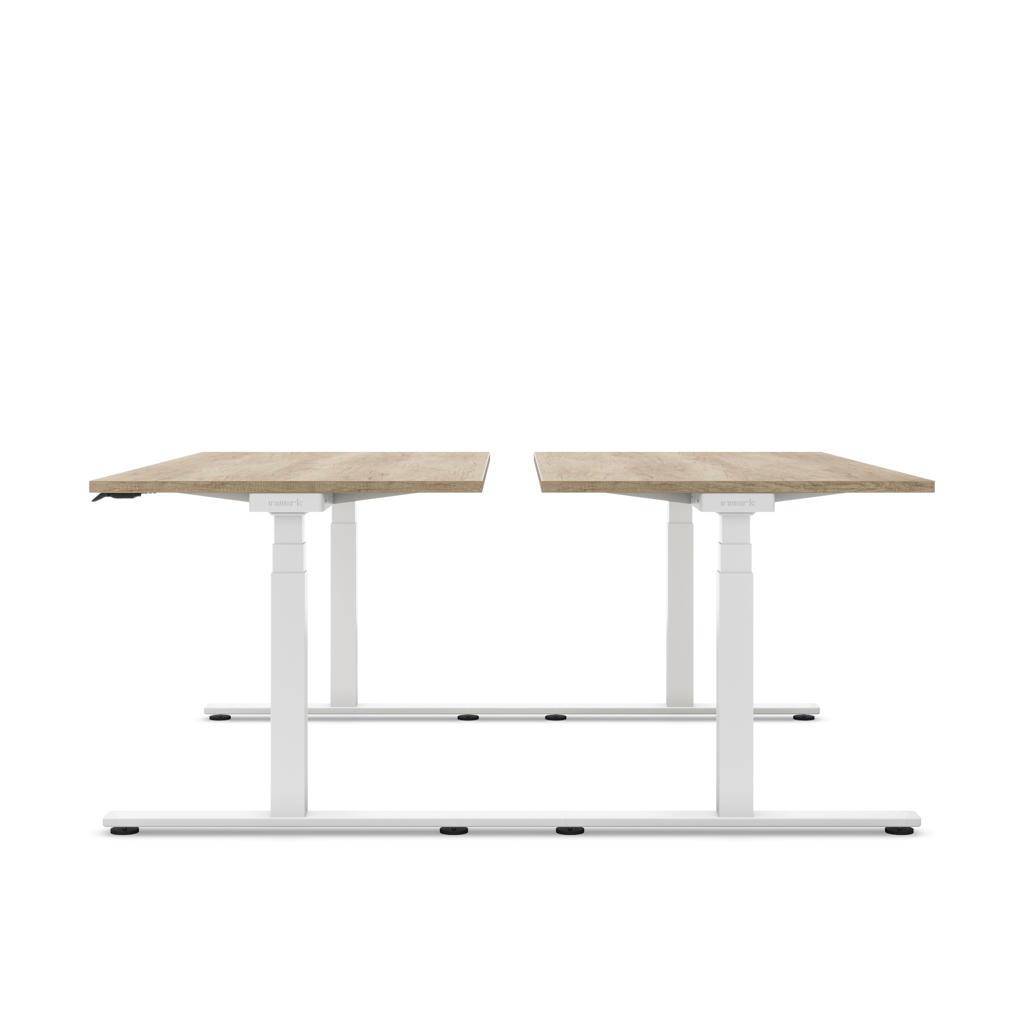 Höhenverstellbarer Team-Schreibtisch Masterlift® Flex Basic, Eiche Dekor/Weiss 160x80