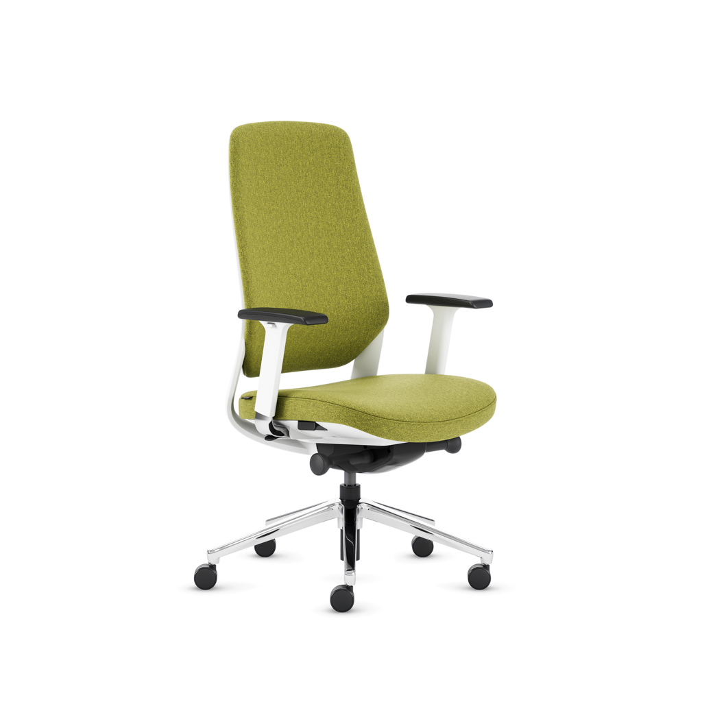 Teamo® Plush - Ergonomischer Bürostuhl mit Kopfstütze, Vollpolster, Weiss/Grün