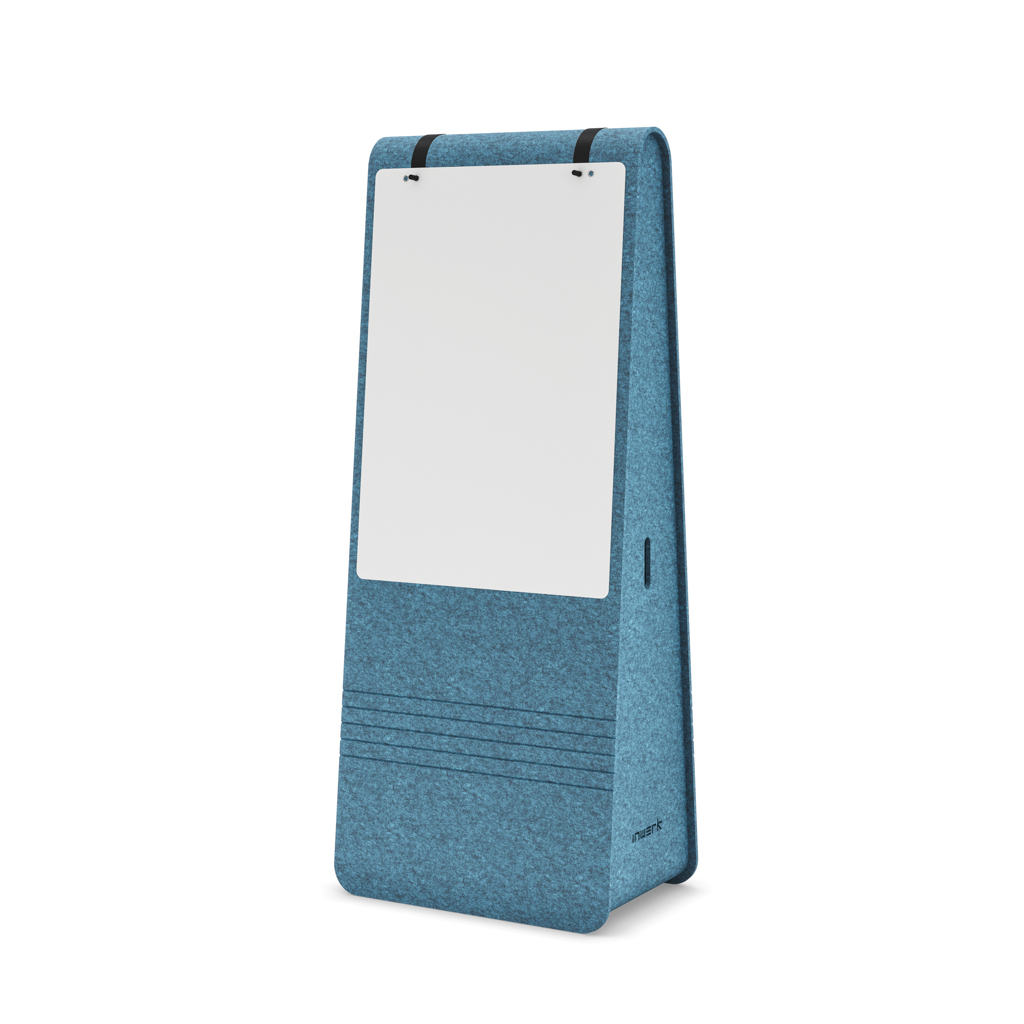 Akustik-Raumteiler Inwerk Sonora® mit Whiteboard Höhe 1800, Azur