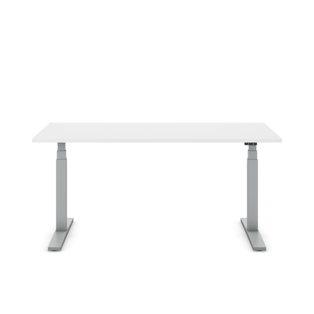 Höhenverstellbarer Schreibtisch Imperio® Lift Q2 Weiss Dekor/Silber 200x80