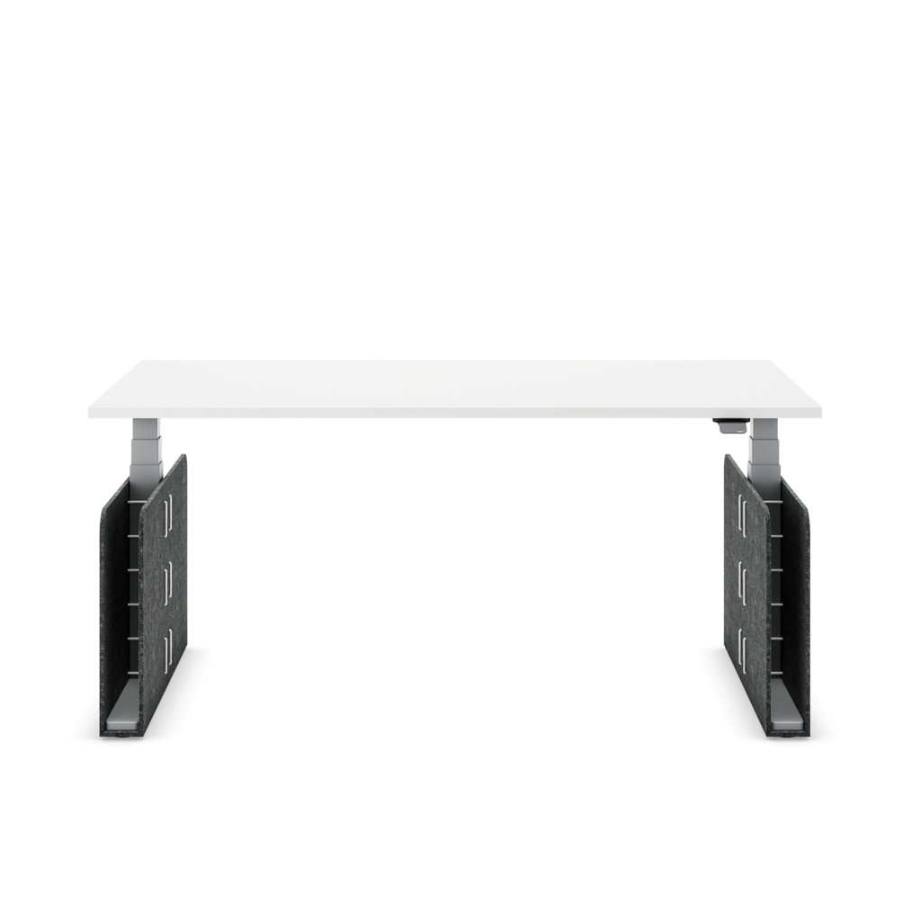 Höhenverstellbarer Schreibtisch Masterlift® Flex Akustix®-Edition, Rechteck Dunkelgrau, Weiss Dekor/Silber 180x80