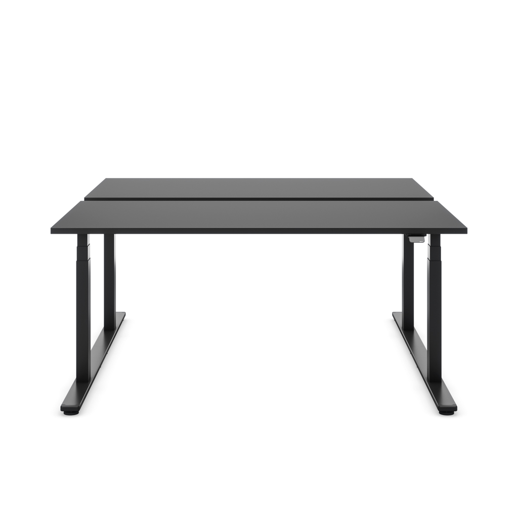 Höhenverstellbarer Team-Schreibtisch Masterlift® Flex Light, Schwarz/Schwarz 180x80