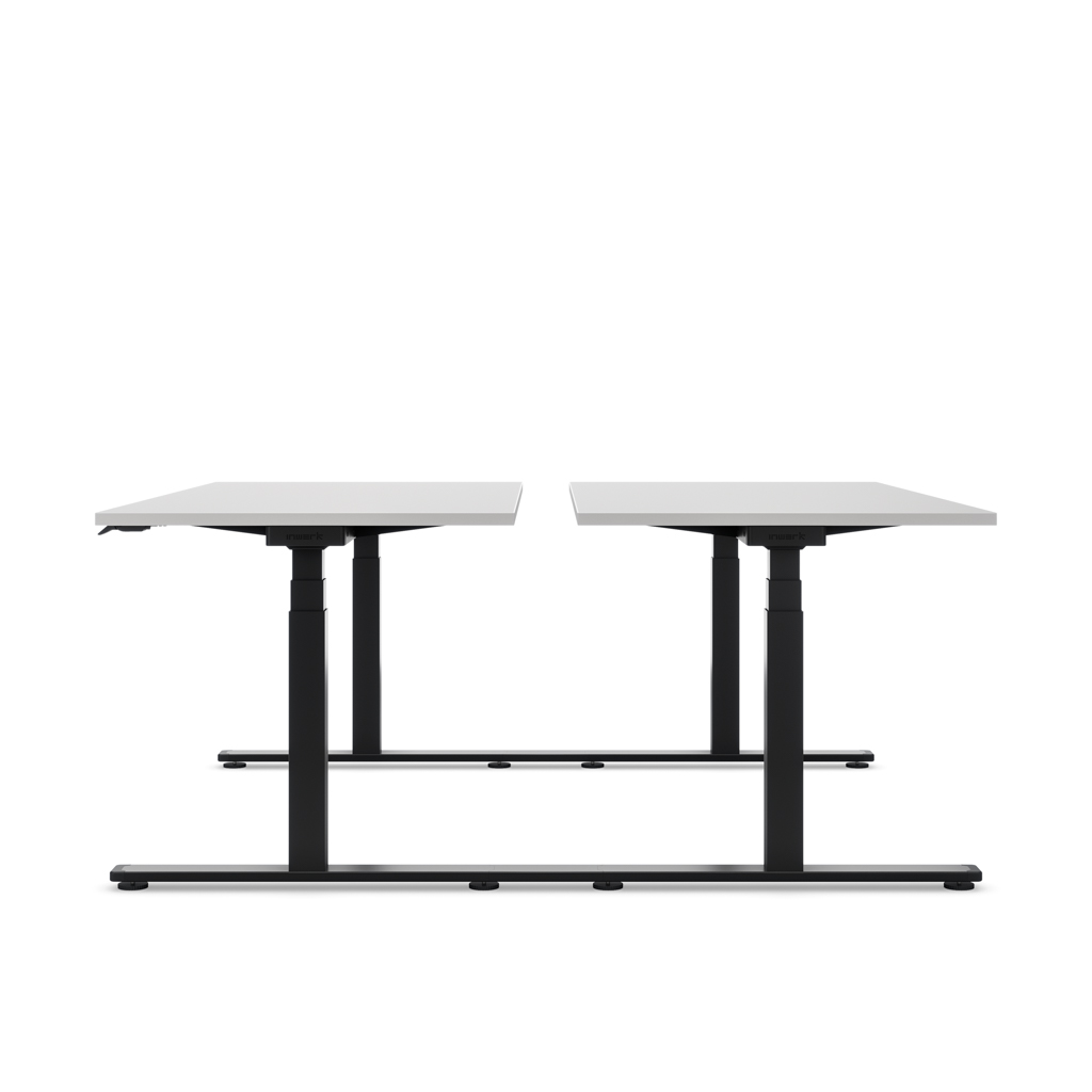 Höhenverstellbarer Team-Schreibtisch Masterlift® Flex Basic, Lichtgrau/Schwarz 160x80
