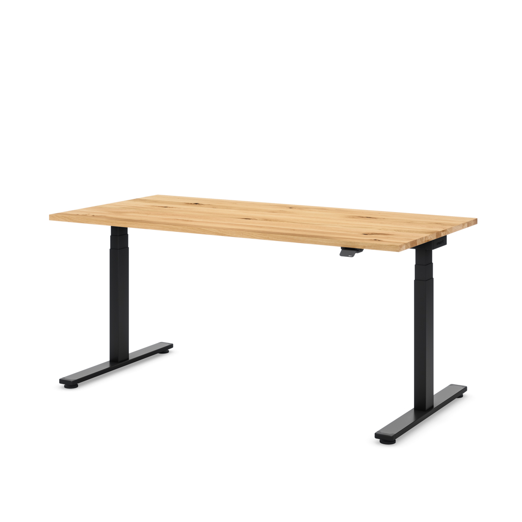 Höhenverstellbarer Schreibtisch Masterlift® Flex Light, Eiche Massivholz/Schwarz 160x80