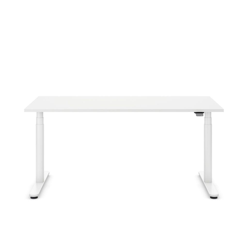 Höhenverstellbarer Schreibtisch Masterlift® Flex Basic rund, Weiss/Weiss 120x80