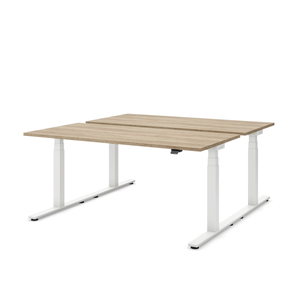 Höhenverstellbarer Team-Schreibtisch Masterlift® Flex Basic, Eiche Dekor/Weiss 160x80