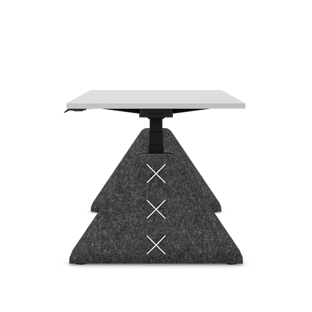 Höhenverstellbarer Schreibtisch Masterlift® Flex Akustix®-Edition, Trapez Dunkelgrau, Lichtgrau Dekor/Schwarz 160x80