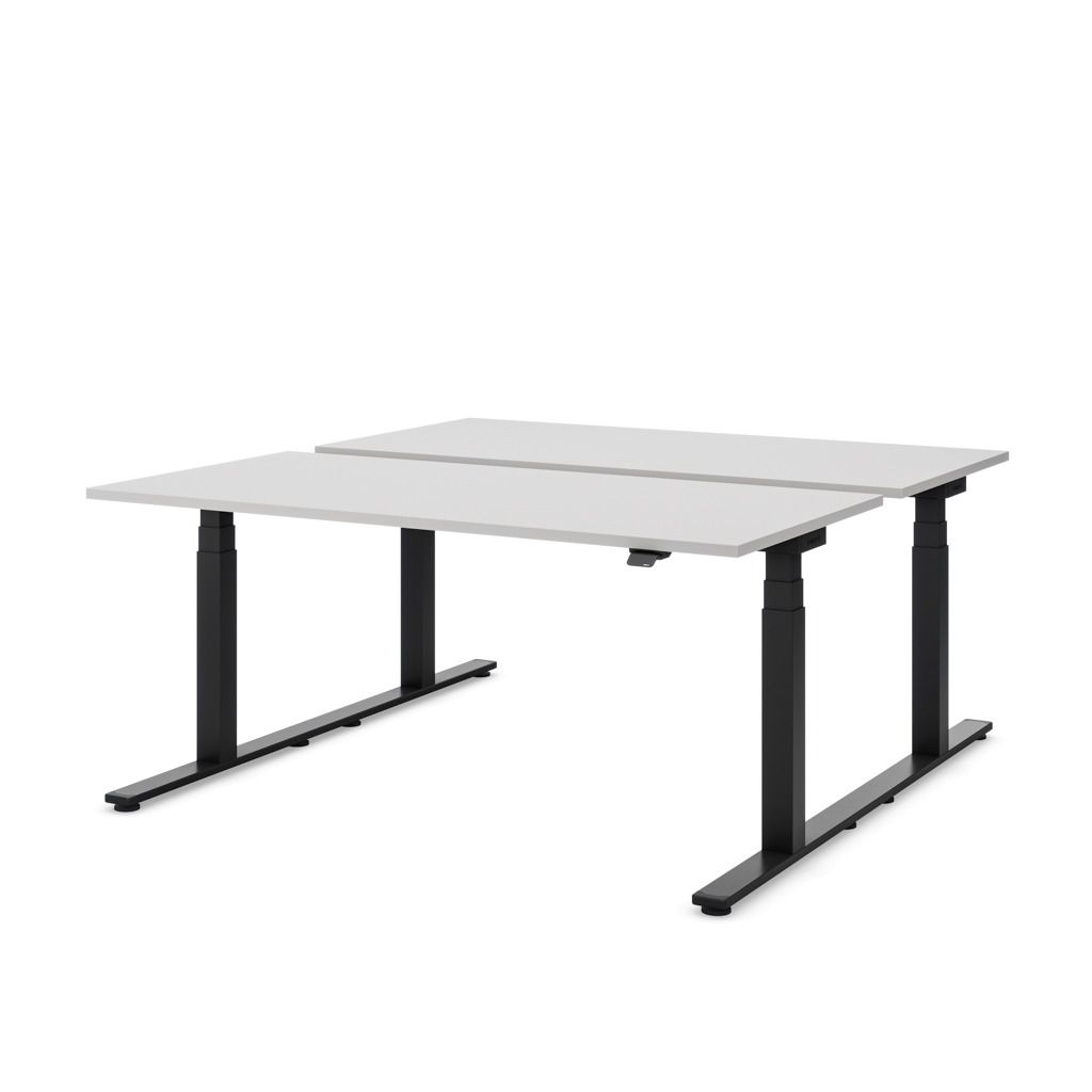 Höhenverstellbarer Team-Schreibtisch Masterlift® Flex Basic, Lichtgrau/Schwarz 160x80