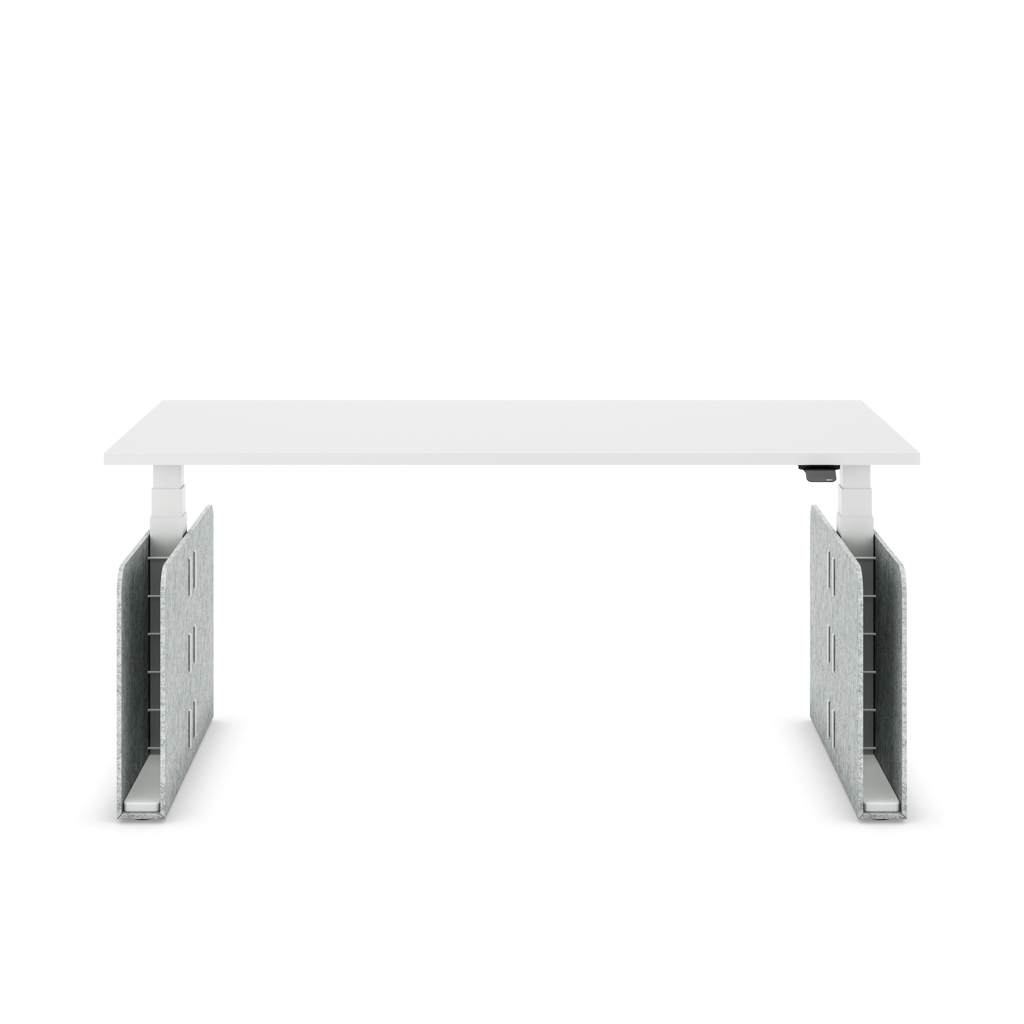 Höhenverstellbarer Schreibtisch Masterlift® Flex Akustix®-Edition, Rechteck Hellgrau, Weiss Dekor/Weiss 180x80