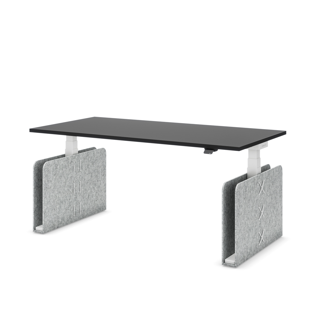 Höhenverstellbarer Schreibtisch Masterlift® Flex Akustix®-Edition, Rechteck Hellgrau, Schwarz Dekor/Weiss 160x80