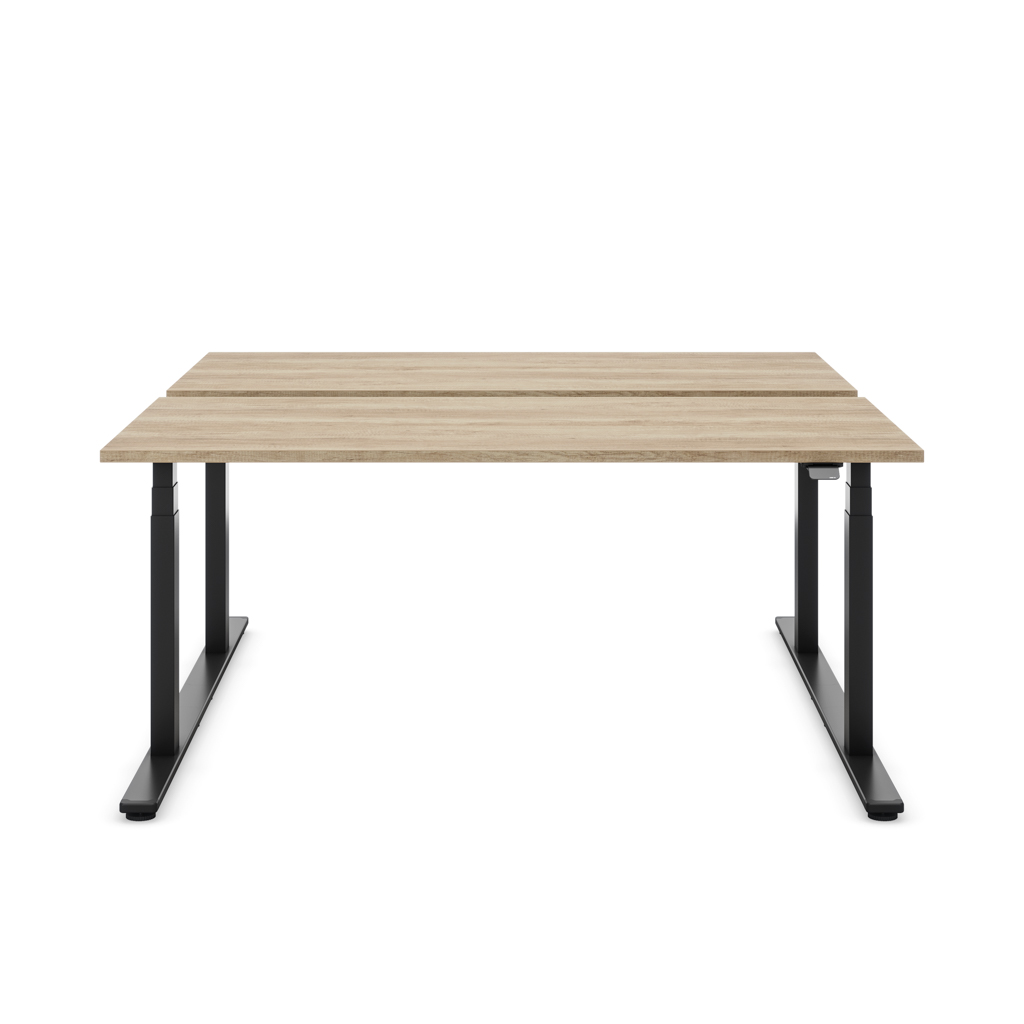 Höhenverstellbarer Team-Schreibtisch Masterlift® Flex Light, Eiche Dekor/Schwarz 160x80