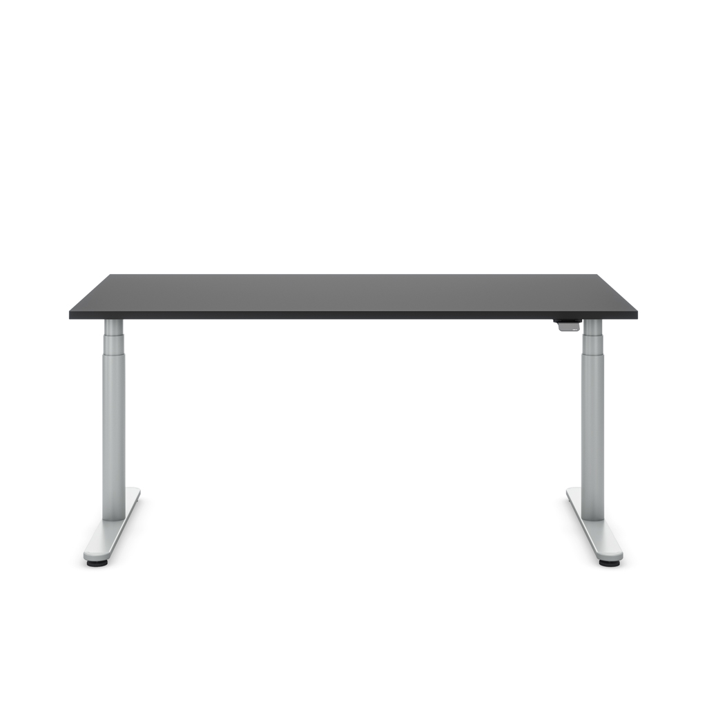 Höhenverstellbarer Schreibtisch Masterlift® Flex Basic rund, Schwarz/Silber 160x80