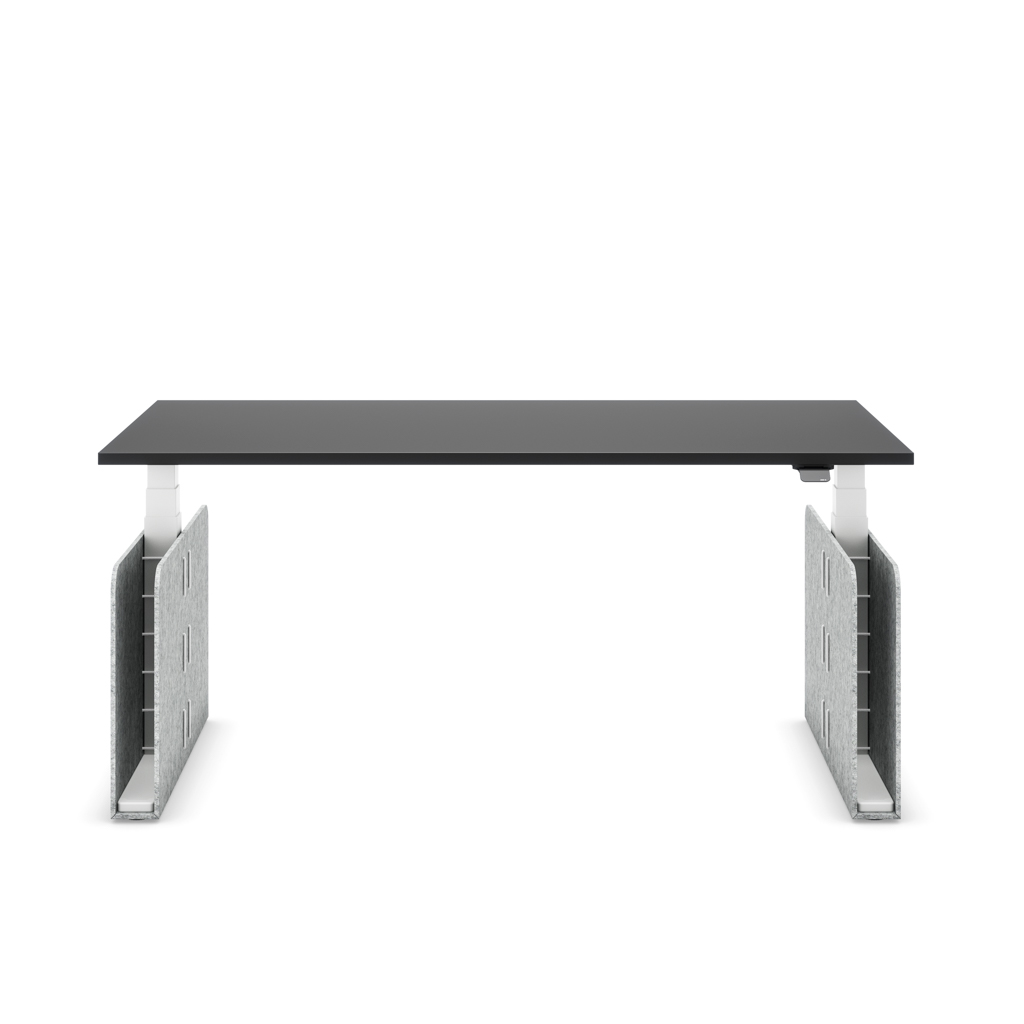 Höhenverstellbarer Schreibtisch Masterlift® Flex Akustix®-Edition, Rechteck Hellgrau, Schwarz Dekor/Weiss 160x80