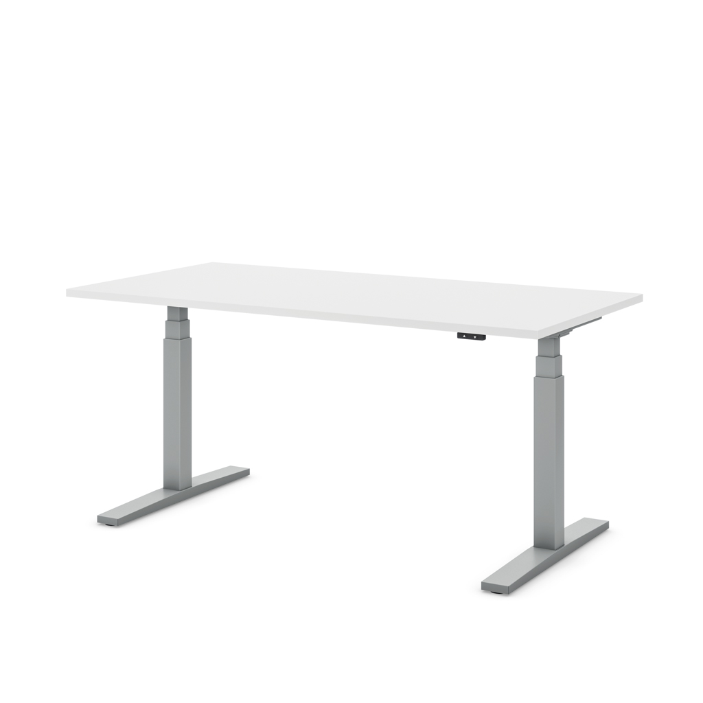 Höhenverstellbarer Schreibtisch Imperio® Lift Q2 Weiss Dekor/Silber 200x80