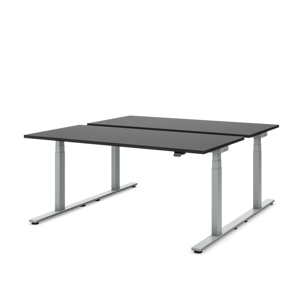 Höhenverstellbarer Team-Schreibtisch Masterlift® Flex Light, Schwarz/Silber 200x80