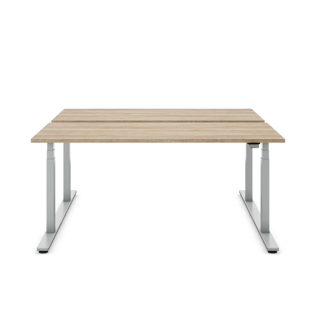 Höhenverstellbarer Team-Schreibtisch Masterlift® Flex Light, Eiche Dekor/Silber 160x80
