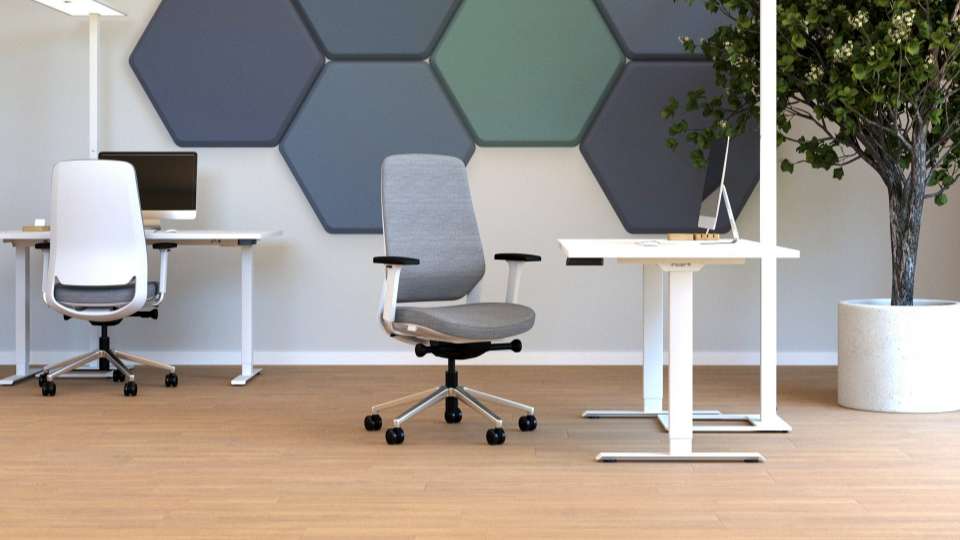 Teamo® Plush - Ergonomischer Bürostuhl, Vollpolster, Weiss/Grau