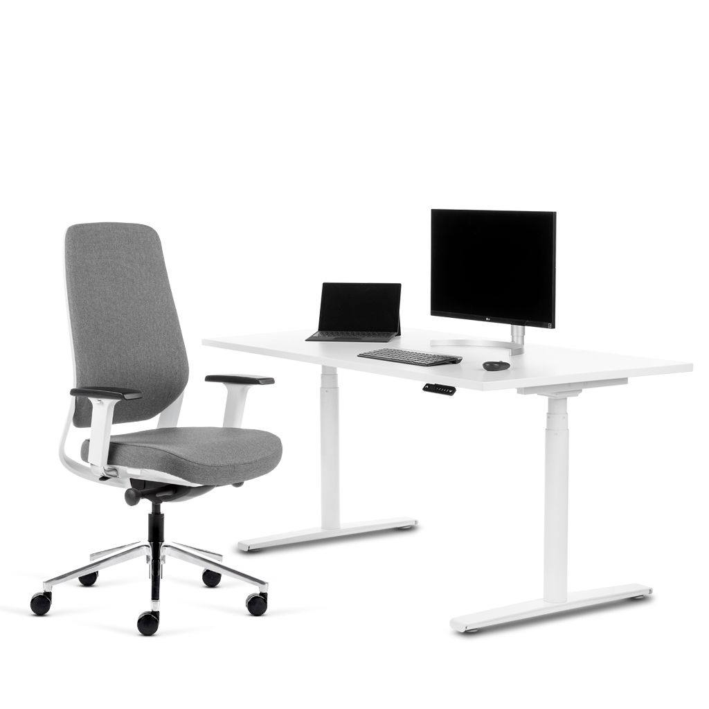 Teamo® Plush - Ergonomischer Bürostuhl, Vollpolster, Weiss/Grau