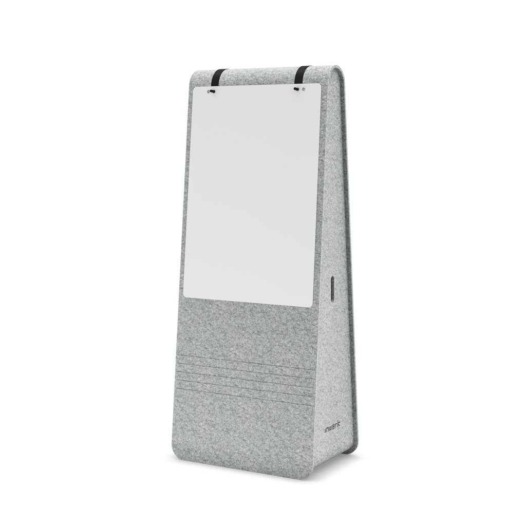 Akustik-Raumteiler Inwerk Sonora® mit Whiteboard Höhe 1800, Kiesel