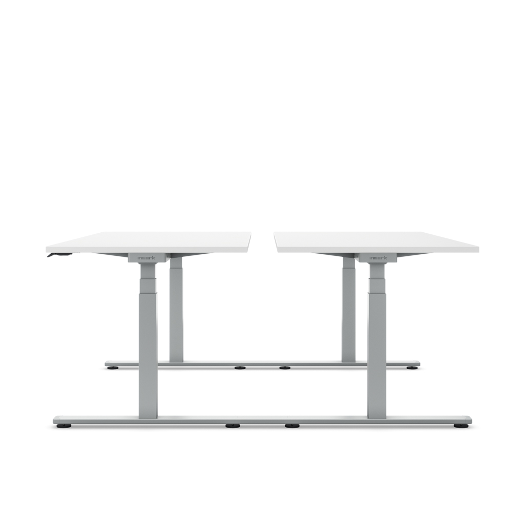 Höhenverstellbarer Team-Schreibtisch Masterlift® Flex Basic, Weiss/Silber 120x80