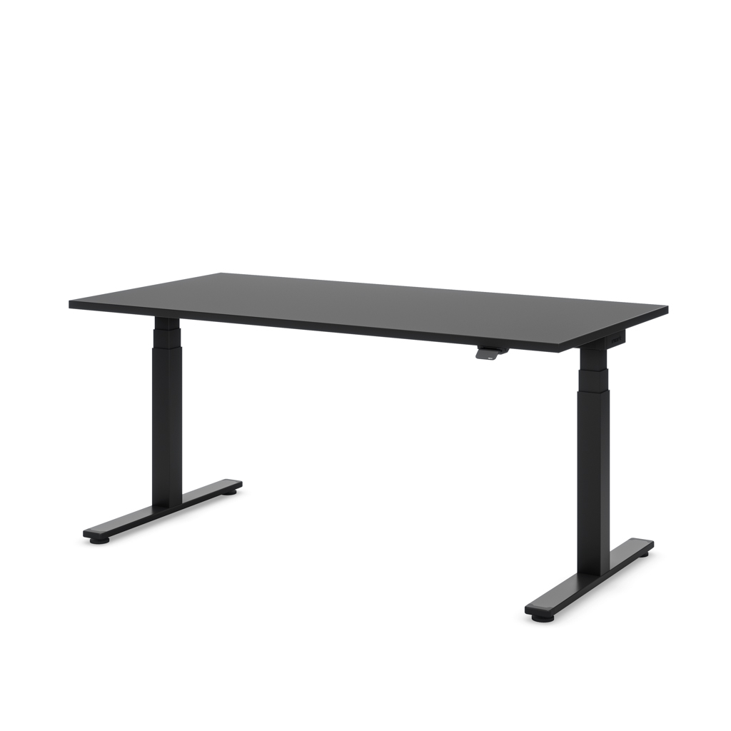Höhenverstellbarer Schreibtisch Masterlift® Flex Basic, Schwarz Dekor/Schwarz 160x80