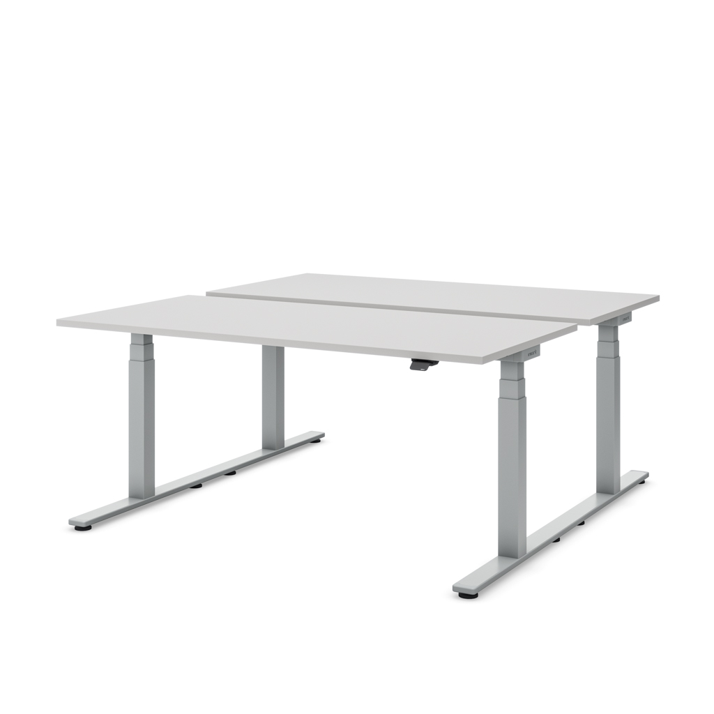 Höhenverstellbarer Team-Schreibtisch Masterlift® Flex Basic, Lichtgrau/Silber 160x80