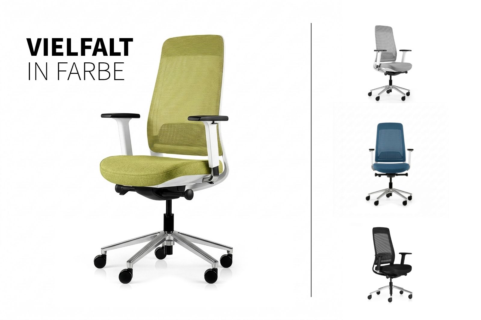 Inwerk Teamo® Original - Ergonomischer Bürostuhl, Weiss/Grün