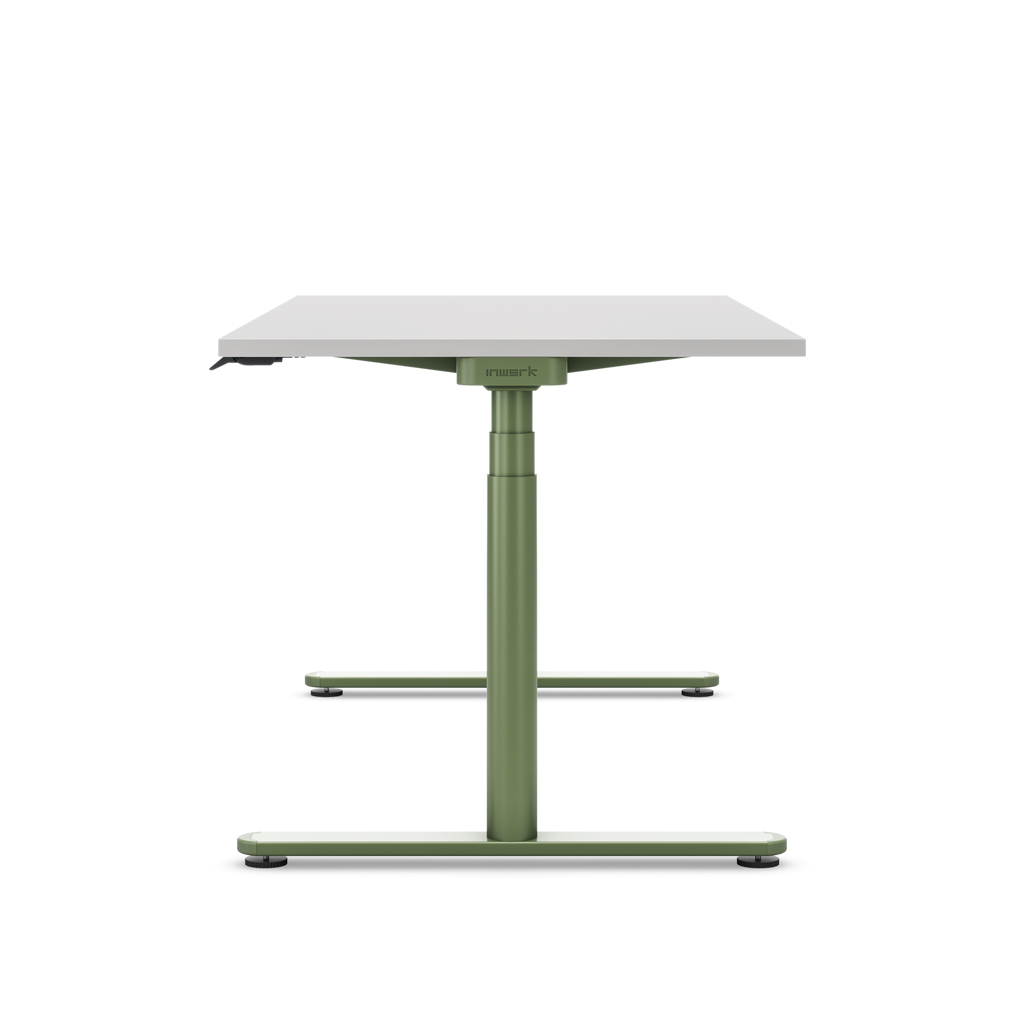 Höhenverstellbarer Schreibtisch Masterlift® Flex Basic rund, Lichtgrau/Resedagrün 160x80