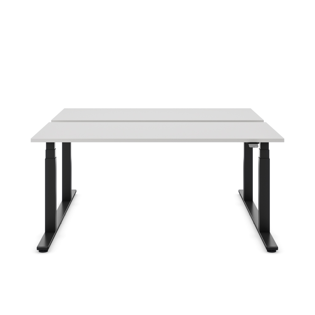 Höhenverstellbarer Team-Schreibtisch Masterlift® Flex Basic, Lichtgrau/Schwarz 160x80
