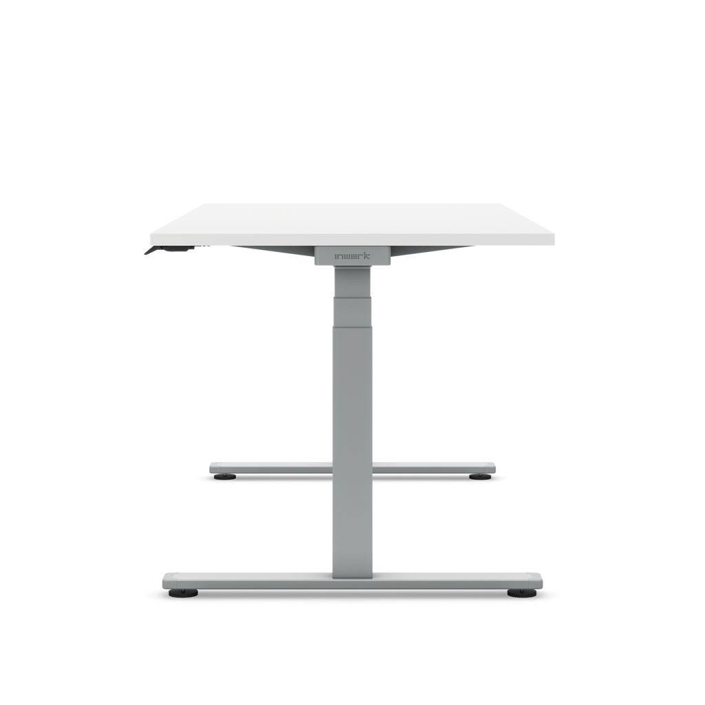 Höhenverstellbarer Schreibtisch Masterlift® Flex Light, Weiss Dekor/Silber 120x80
