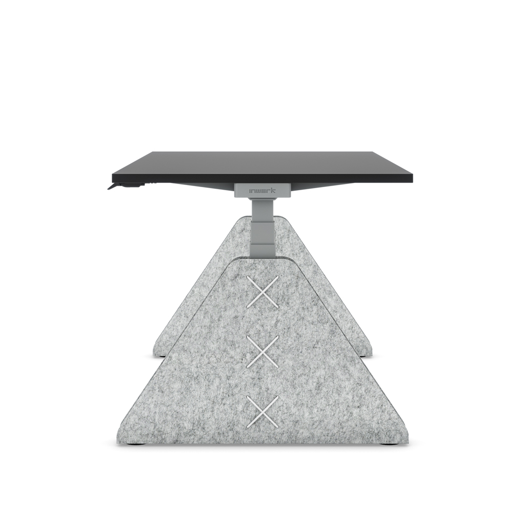 Höhenverstellbarer Schreibtisch Masterlift® Flex Akustix®-Edition, Trapez Hellgrau, Schwarz Dekor/Silber 200x80