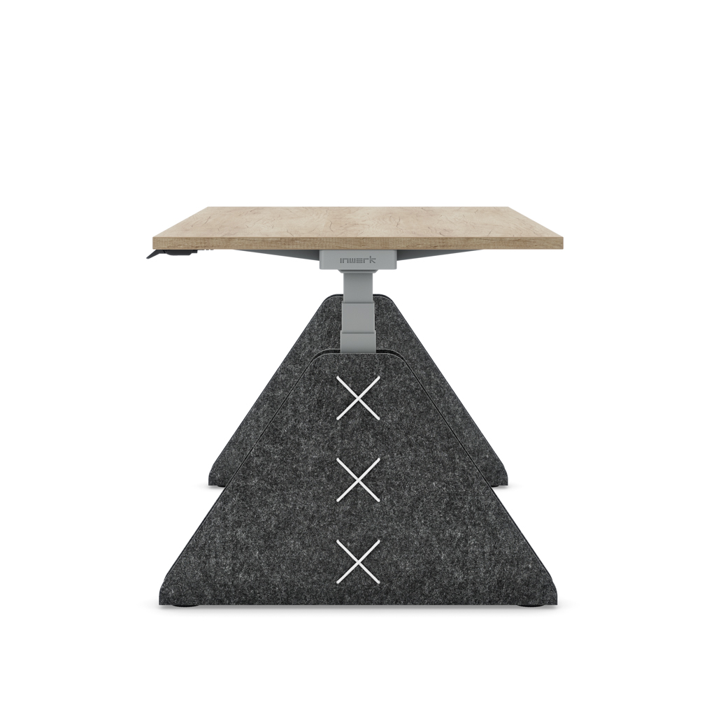 Höhenverstellbarer Schreibtisch Masterlift® Flex Akustix®-Edition, Trapez Dunkelgrau, Eiche Dekor/Silber 160x80