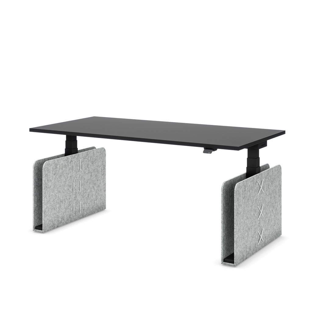 Höhenverstellbarer Schreibtisch Masterlift® Flex Akustix®-Edition, Rechteck Hellgrau, Schwarz Dekor/Schwarz 120x80