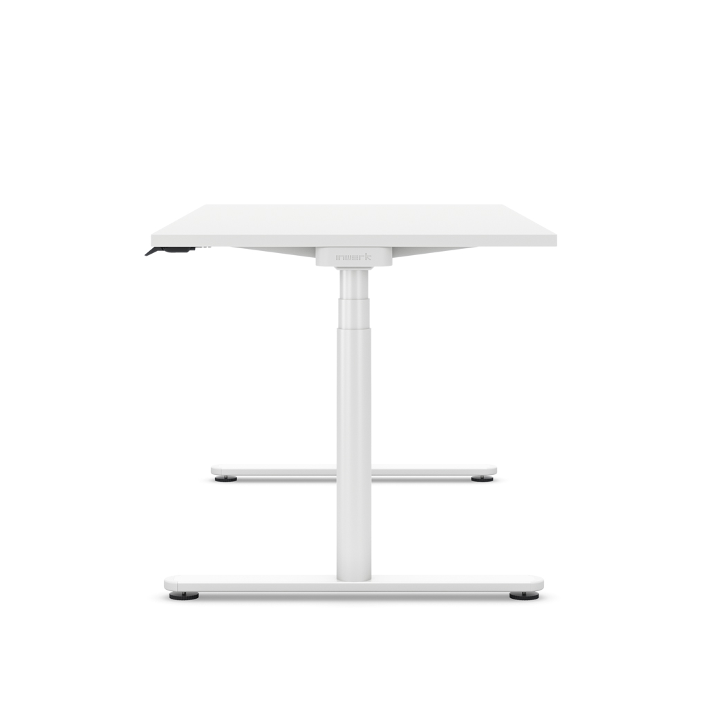 Höhenverstellbarer Schreibtisch Masterlift® Flex Basic rund, Weiss/Weiss 120x80
