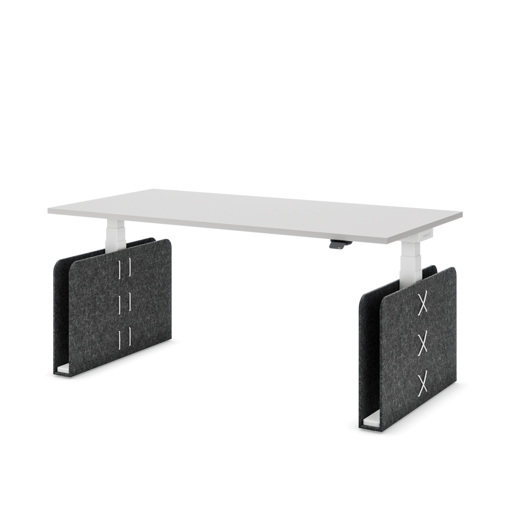 Höhenverstellbarer Schreibtisch Masterlift® Flex Akustix®-Edition, Rechteck Dunkelgrau, Lichtgrau Dekor/Weiss 160x80