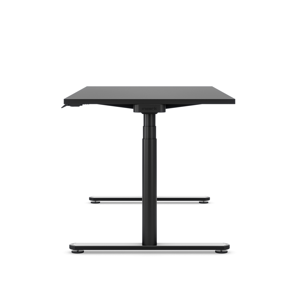 Höhenverstellbarer Schreibtisch Masterlift® Flex Basic rund, Schwarz/Schwarz 200x80