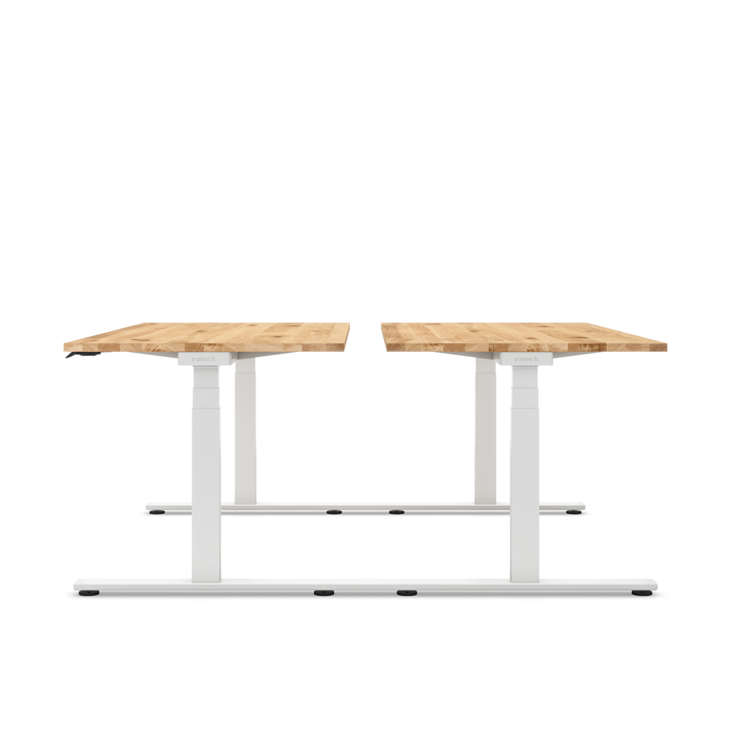 Höhenverstellbarer Team-Schreibtisch Masterlift® Flex Light, Eiche Massivholz/Weiss 160x80