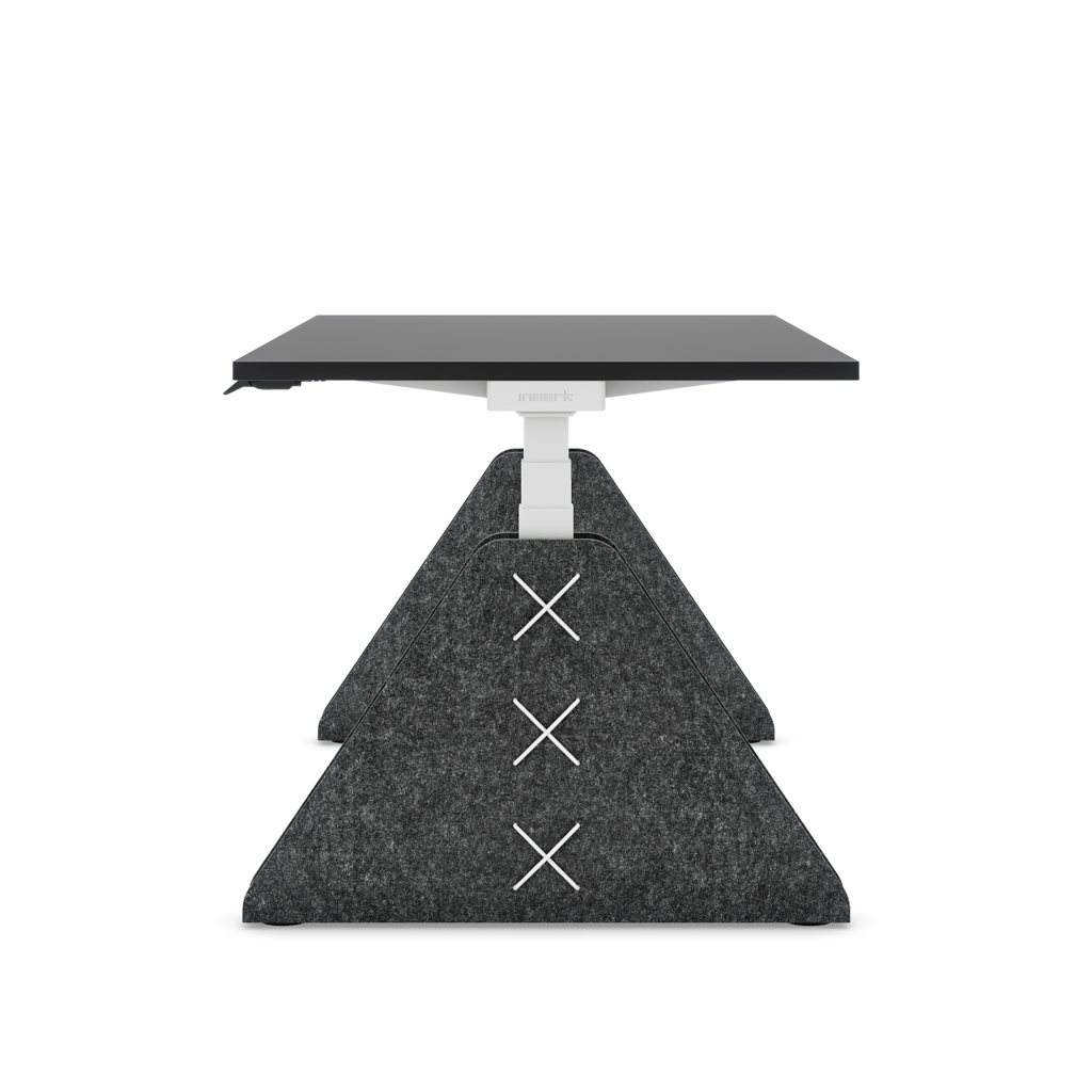Höhenverstellbarer Schreibtisch Masterlift® Flex Akustix®-Edition, Trapez Dunkelgrau, Schwarz Dekor/Weiss 120x80