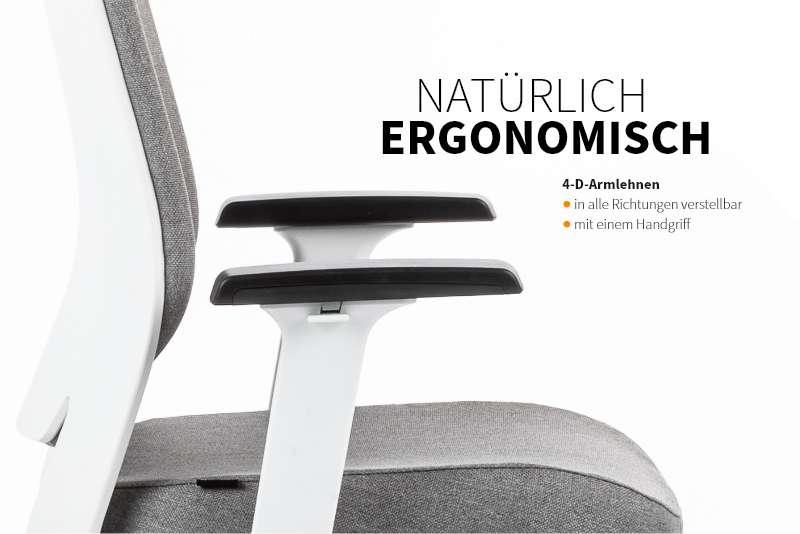 Teamo® Plush - Ergonomischer Bürostuhl, Vollpolster, Weiss/Grau