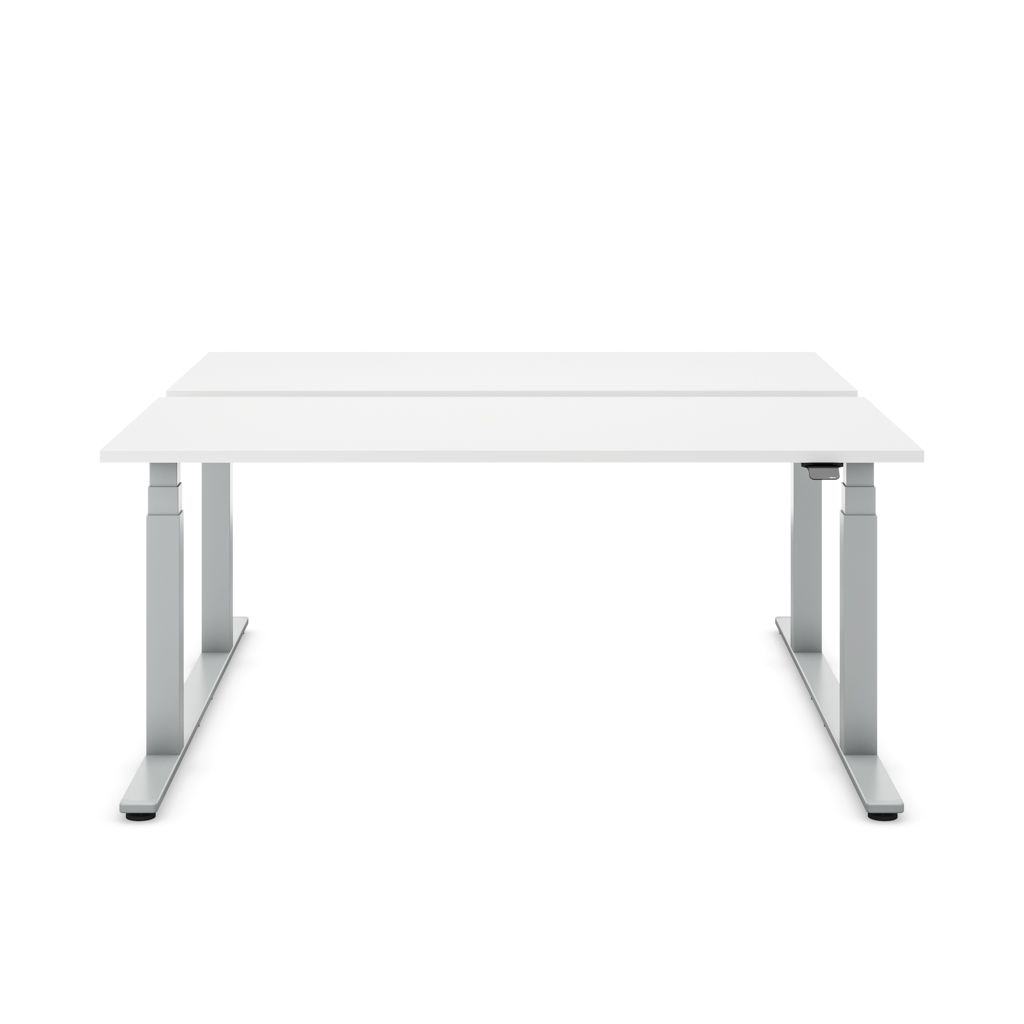 Höhenverstellbarer Team-Schreibtisch Masterlift® Flex Basic, Weiss/Silber 120x80