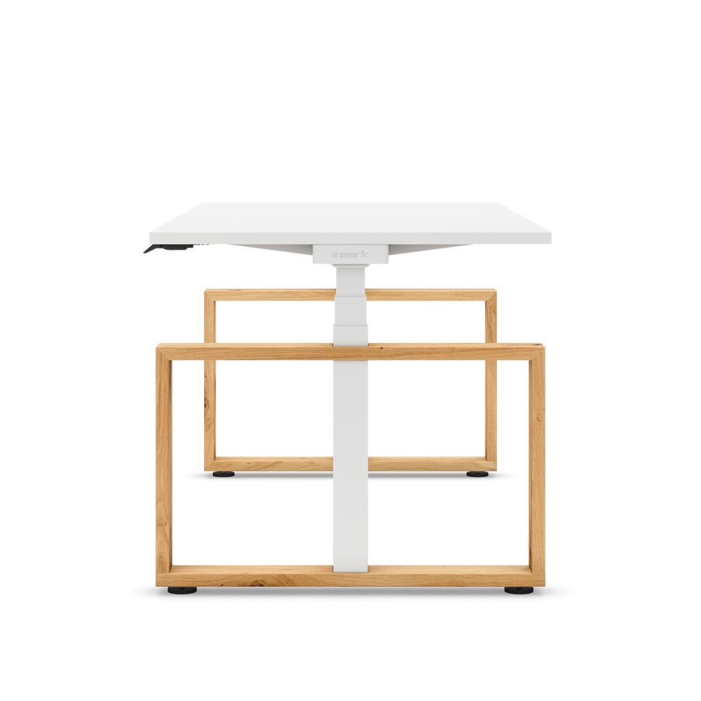 Höhenverstellbarer Schreibtisch Masterlift® Flex Loop-Edition, Holz Rechteck, Weiss Dekor/Weiss 200x80