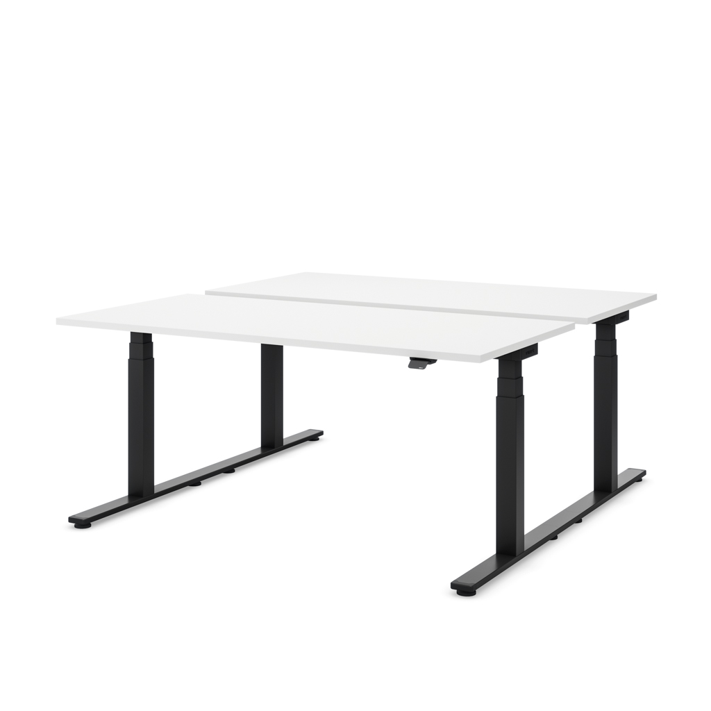 Höhenverstellbarer Team-Schreibtisch Masterlift® Flex Basic, Weiss/Schwarz 120x80